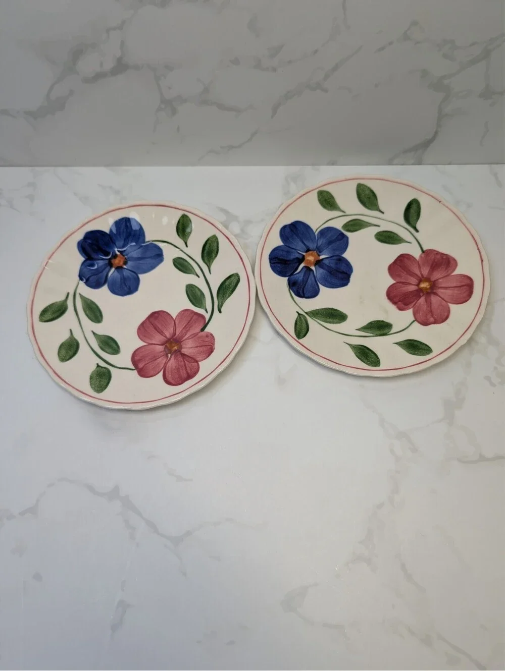 Blue Ridge Laurel Wreath Bread & Butter Plates Set of 4 Vintage 6.25